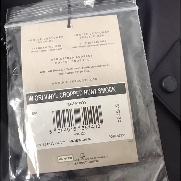 Hunter Original Hero Vinyl Waterproof Cropped Smock Navy Women’s SZ L NWT $180 - Picture 7 of 13